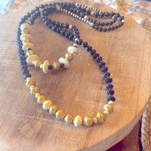 Noonday Collection Navy and Gold Paper Beads Necklace
